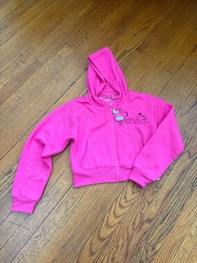 Barbie Bright Pink Full-Zip Hoodie with Embroidered Logo